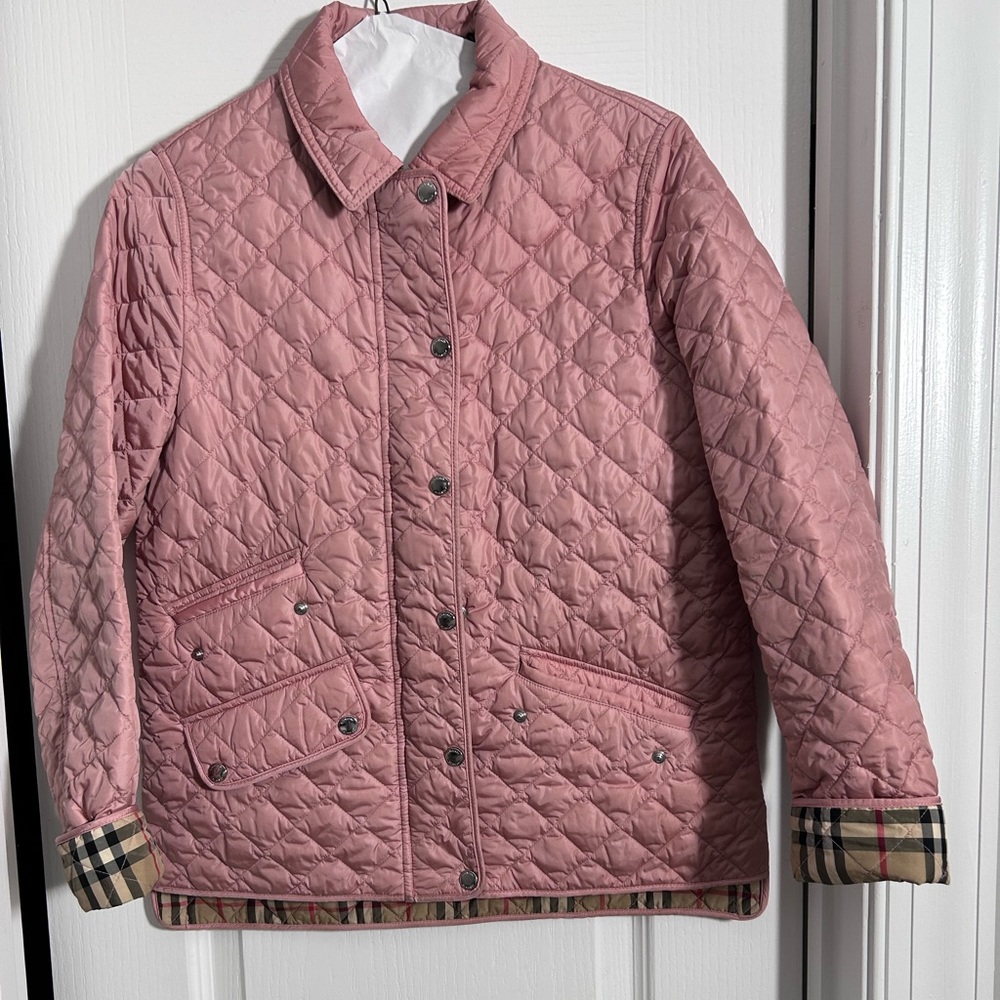 pink quilted jacket for girls is from the luxury designer Burberry.